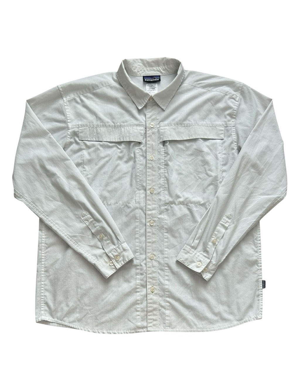 Patagonia Shirt XL White Striped Button Up Fishing Lightweight Outdoor Hiking